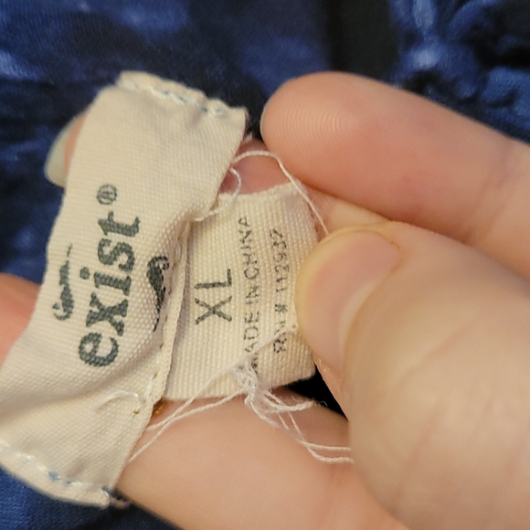 đ3/$10 Exist VTG Boho Blue Tie Dye Cold-Shoulder Ruffle Tunic w/ White Details - Picture 13 of 16